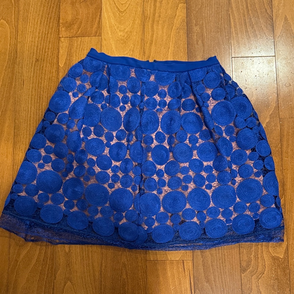 Eva Franco Anthropologie Blue Circle Lace Skirt Women's L NWT